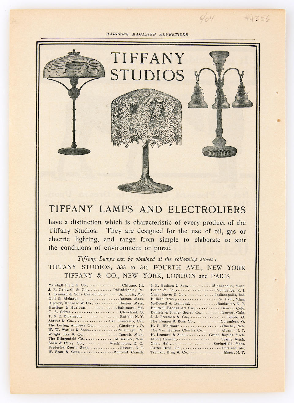 A fine Tiffany Studios Favrile glass and bronze Wisteria lamp