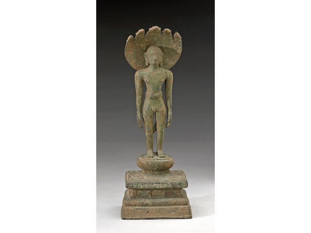 A fine cast bronze figure of a Jain Tirthankara India, 9th/10th Century CE