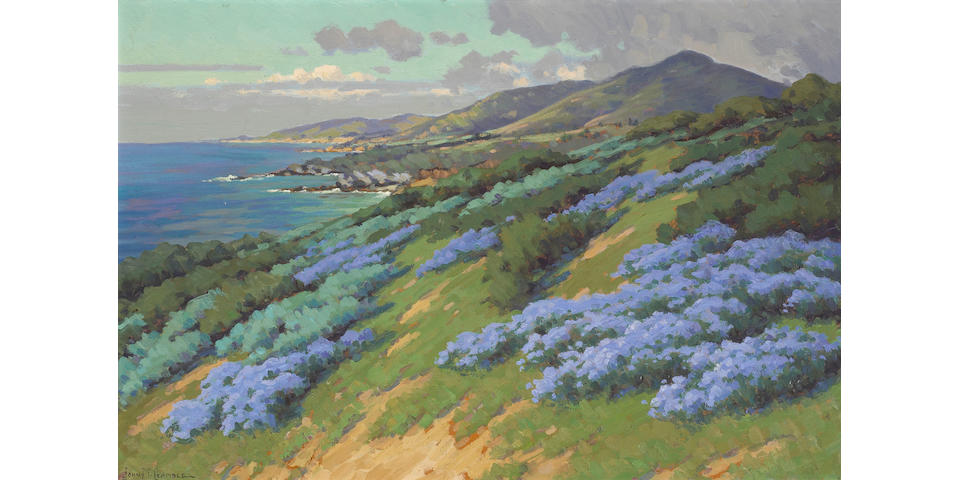 John Marshall Gamble (1863-1957) Wild Heliotrope near Laguna Beach 20 x 30in
