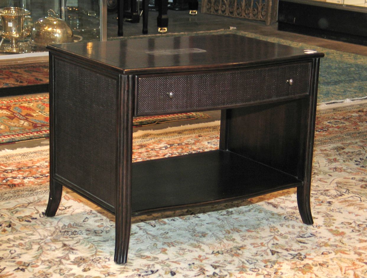 A Barbara Barry caned bedside table