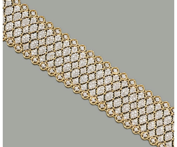 A diamond and eighteen karat gold bracelet