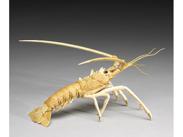 An ivory carving of a crustacean Meiji Period
