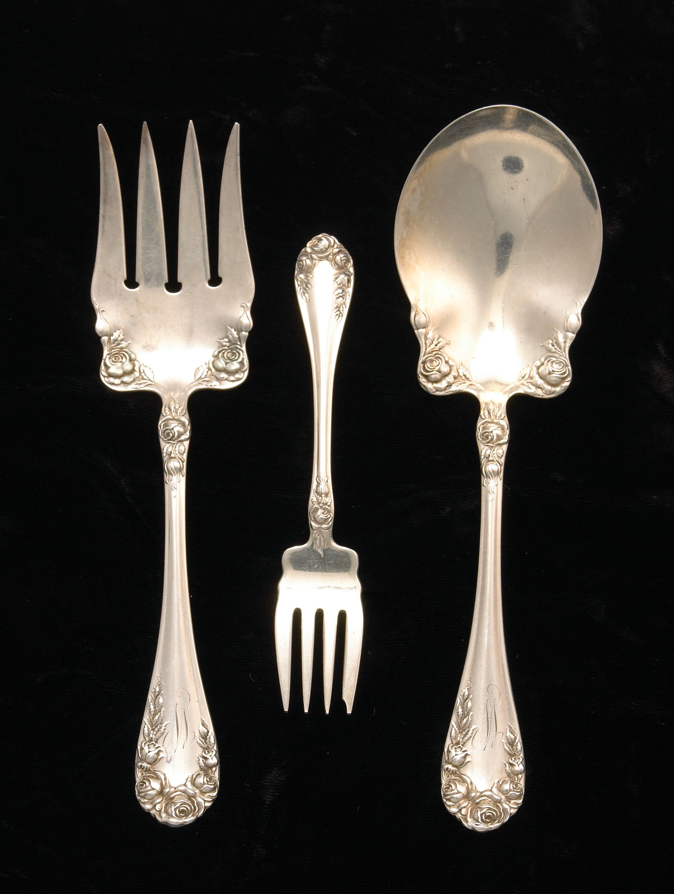 Sterling Rose Flatware Group by Wallace