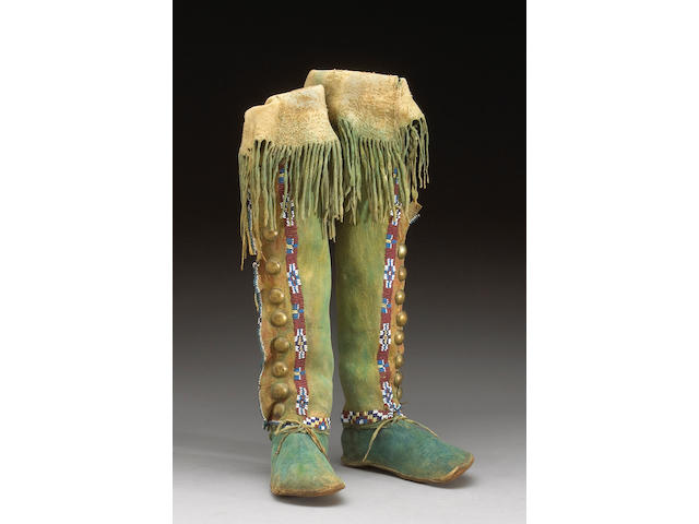 A pair of Kiowa beaded moccasins