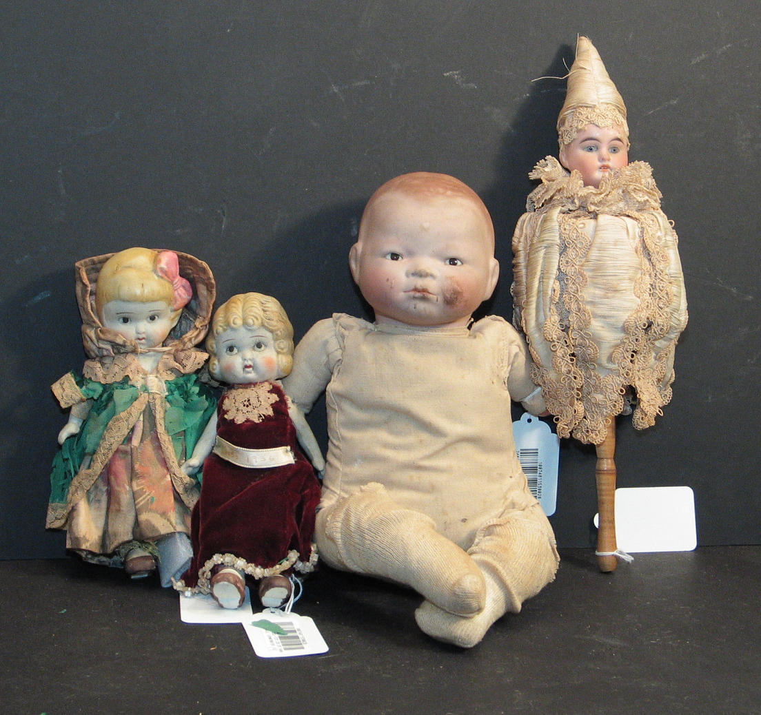 Grouping of Bisque dolls