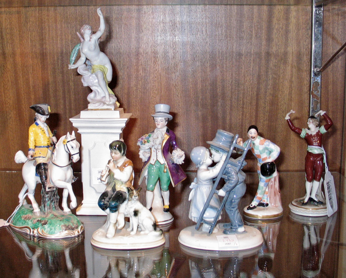 An assembled group of European porcelain figures