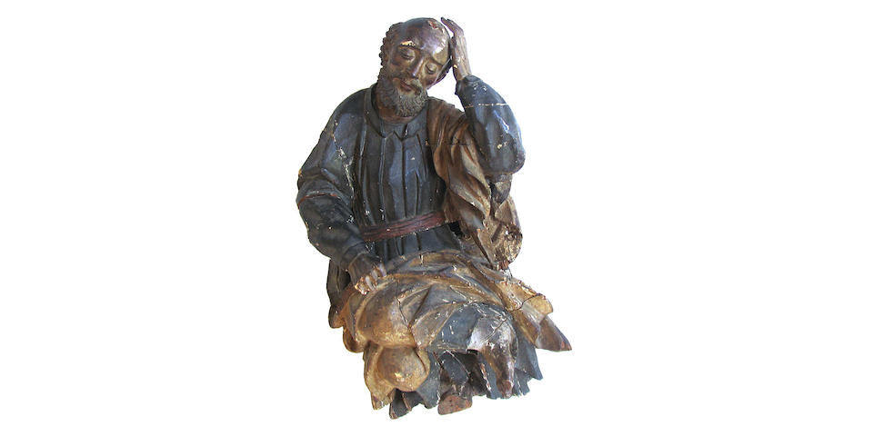 A Spanish Baroque carving of John the Baptist