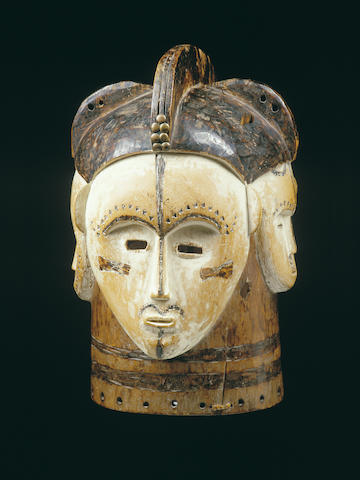 A Fang 'four-faced' helmet mask. Ngontanga