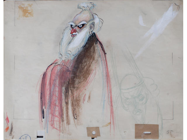 A Joe Grant study drawing of the sorcerer from &#8220;Fantasia&#8221;