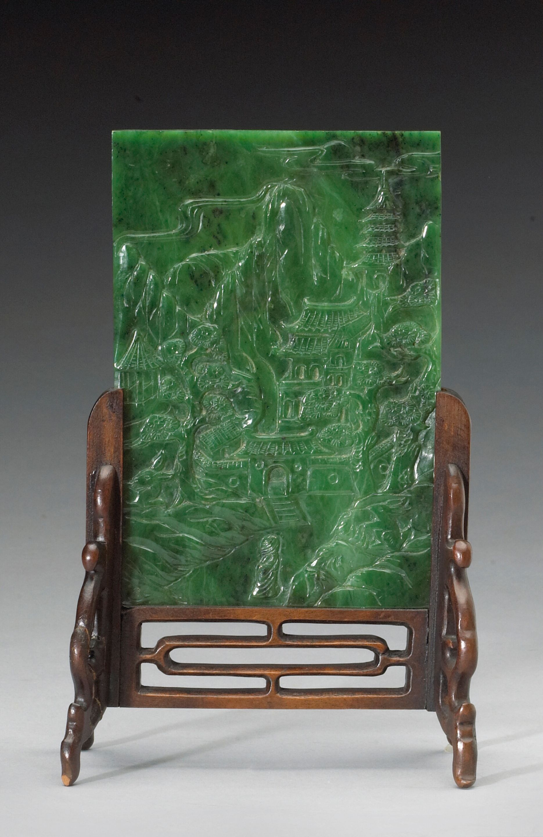 A 'spinach' jade rectangular plaque