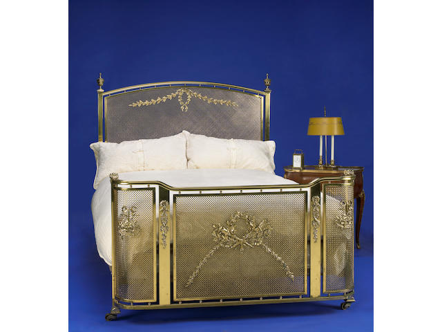 A Neoclassical style brass bed