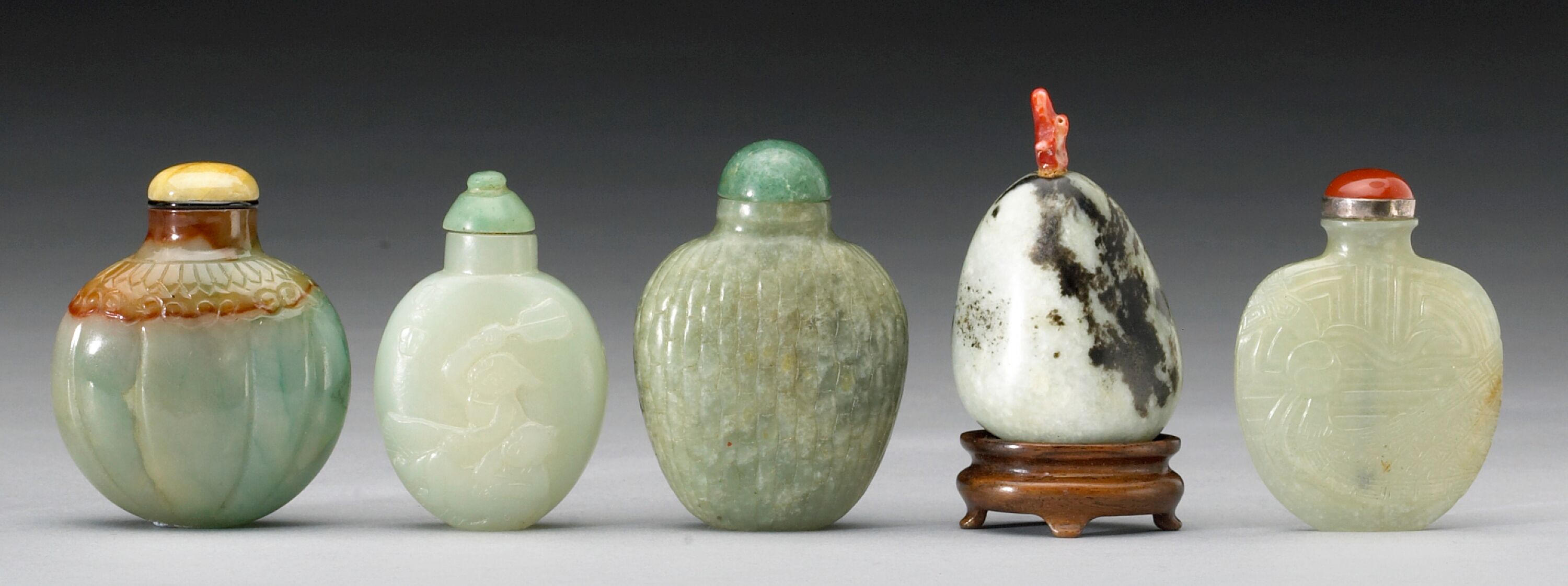 Five jade snuff bottles