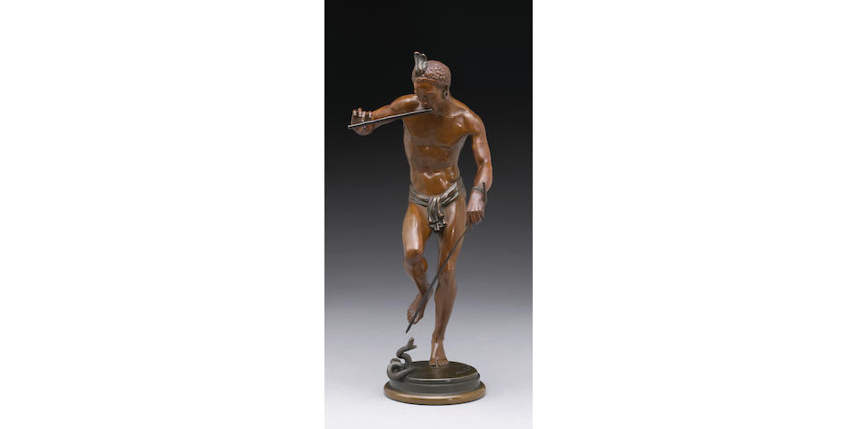 A French patinated bronze figure: Charmeur de Serpente