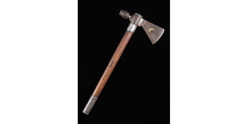 A fine silver-mounted pipe tomahawk