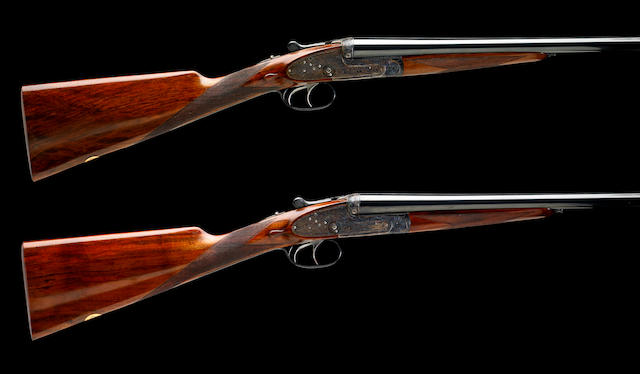 A cased pair of 20 gauge No. 2 sidelock ejector shotguns by Aguirre & Aranzabal