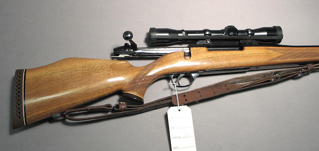 A .300 Magnum Weatherby Mark V bolt action rifle