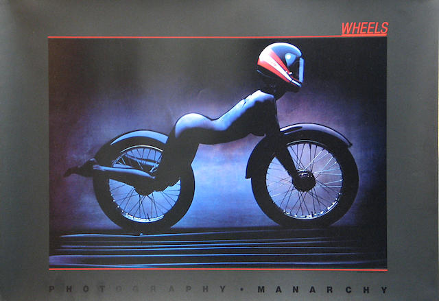 A 'Wheels Carrera' motorcycling poster, 20 x 28in