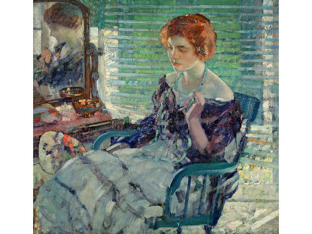 Richard Edward Miller (American, 1875-1943) Seated Lady with Red Hair 34 x 36in