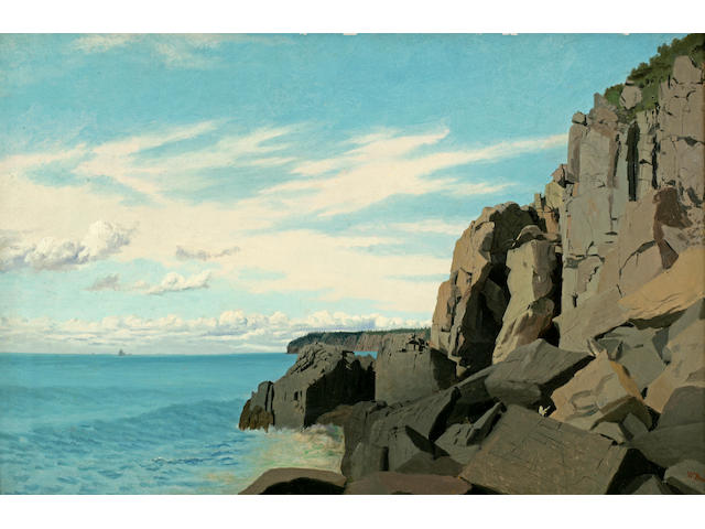 William Bradford (American, 1823-1892) Surf Beaten Rocks, Mount Desert 17 x 26in