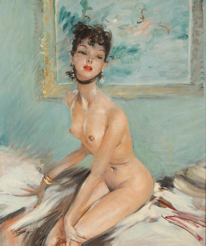 Jean-Gabriel Domergue (French, 1889-1962) Nadine (737) 25 1/2 x 21in (64.8 x 53.3cm)