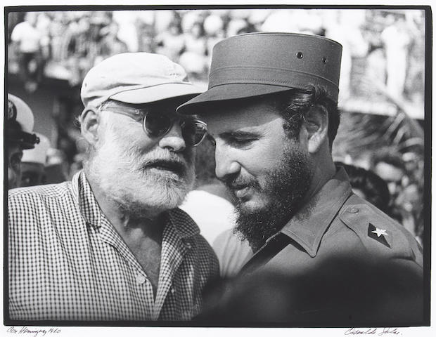 Osvaldo Salas (Cuban, 1914-1992); Con Hemingway (Fidel Castro and Ernest Hemingway);