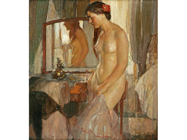 Richard Edward Miller (American, 1875-1943) Standing Nude 36 x 34in