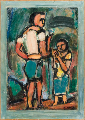 Georges Rouault (French, 1871-1958) Paysans, 1939 26 3/8 x 18 1/2in (67 x 47cm) paper 22 7/16 x 15 3/8in (57 x 39cm)