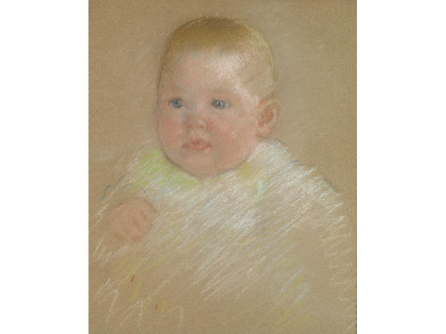 Mary Cassatt (American, 1845-1926) Head of a Baby 14 x 12in