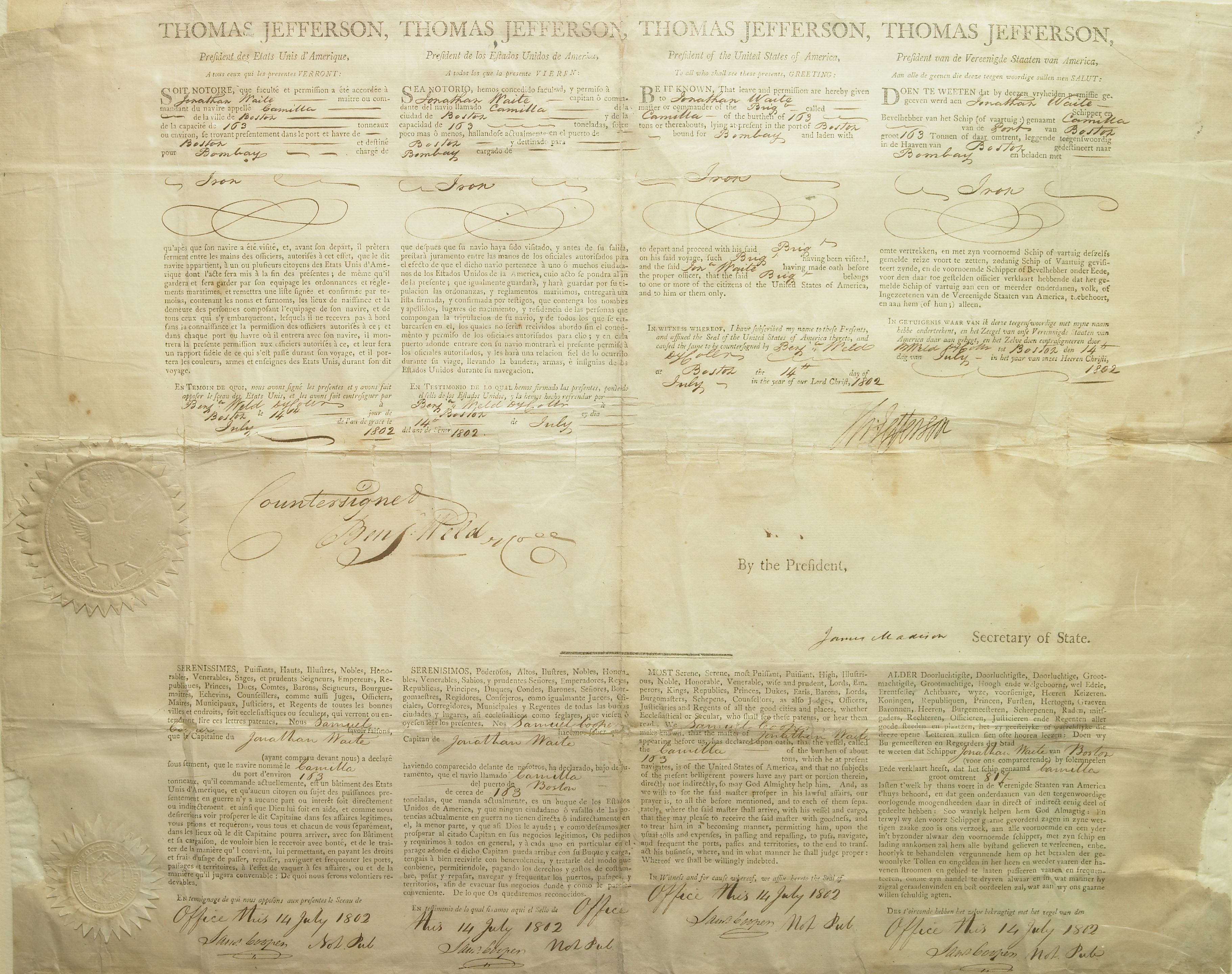 JEFFERSON, THOMAS.