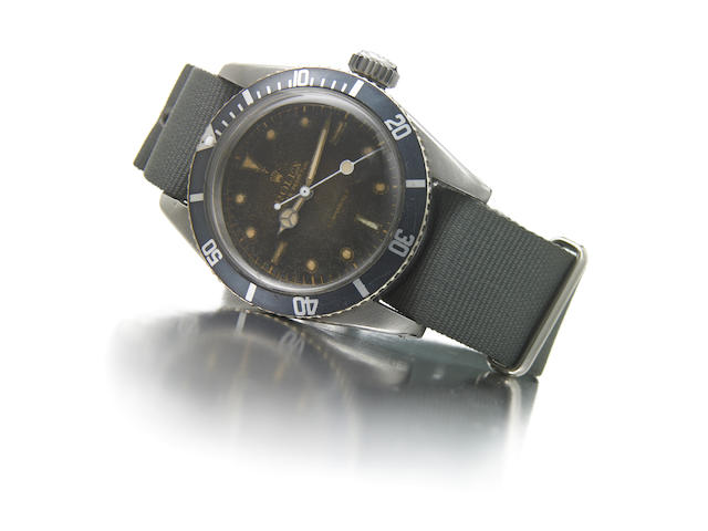 Rolex. A rare stainless steel self-winding divers wristwatch with large crown and faded dialOyster Perpetual 'James Bond' Submariner, 200m=660ft, Ref.6538, made in 1957