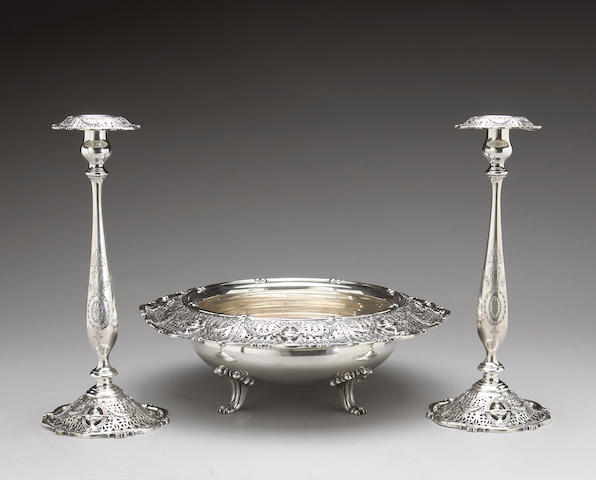 Sterling Adam Three Piece Table Garniture by Shreve & Co.