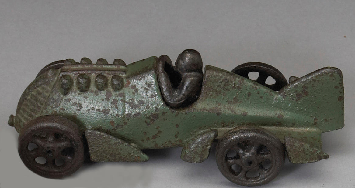A cast iron racing car toy by Hubley, American, 1920s,