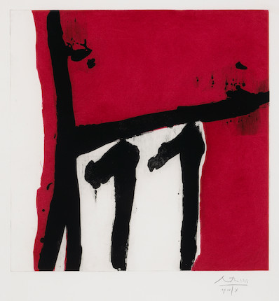 Robert Motherwell (1915-1991) Mexican Night II Etching and aquatint in colours, 1984, on Whatman paper, signed and annotated 'AP IV/X' in pencil, an artist's proof aside from the edition of 70, printed by Catherine Mousley, published by Tyler Graphics Ltd., Mount Kisco, New York, with their blindstamp, the full sheet, in overall very good conditionSheet 635 x 609mm. (25 x 24in.) image 1