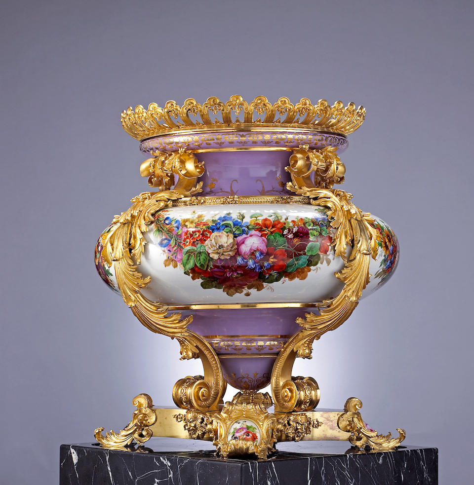 A monumental Russian gilt-bronze-mounted porcelain vase