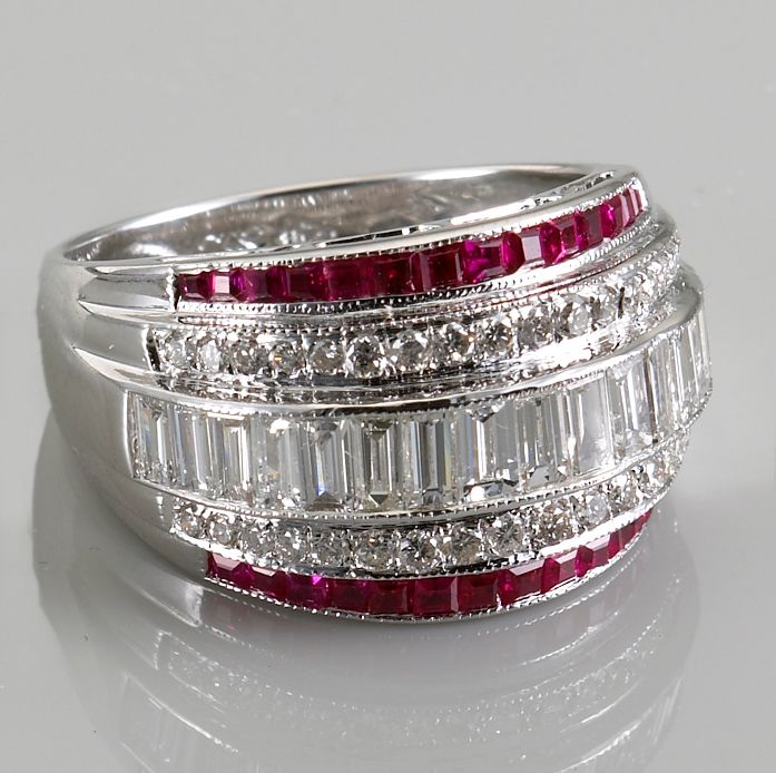 A ruby and diamond ring