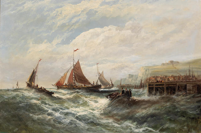 Attributed to Edwin Hayes, RHA, RI, ROI (British, 1819-1904) A stiff breeze off Dover 20 x 30in (50.8 x 76.2cm)