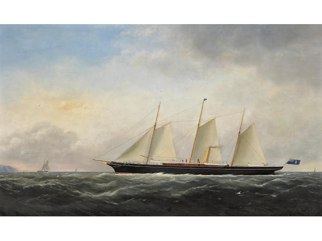 Attributed to George Mears (British, fl.1866-1895) A schooner with other shipping off Dover 25 3/4 x 42 1/4in (65.4 x 107.3cm)
