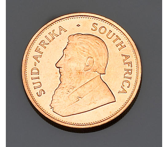 A collection of Krugerrand gold coins