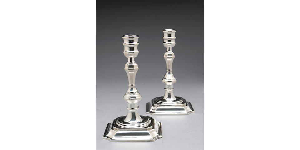 Mexican Sterling Pair of Candlesticks After the Antique by Tane for Cartier