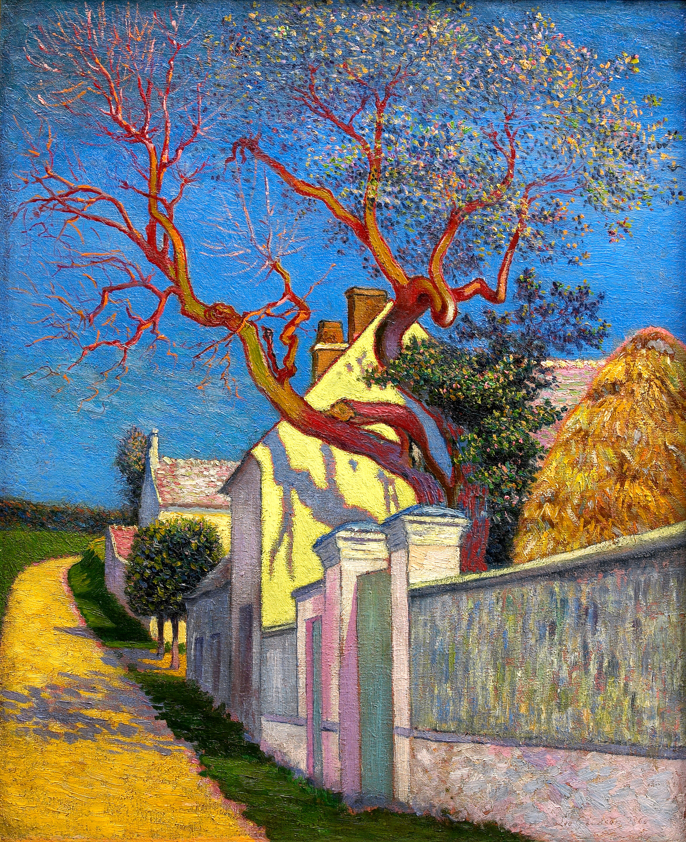 Bonhams Leo Gausson French 1860 1944 Pasage A L Arbre Rouge 22 X 18 1 8in 56 X 46cm