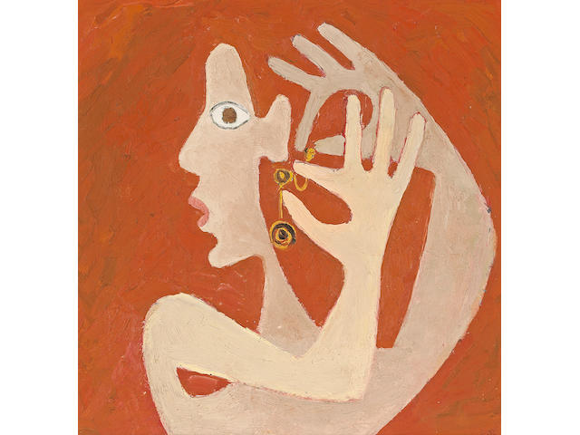 David Park (American, 1911-1960) Girl with Earring, c. 1943 15 x 15in (38 x 38cm)