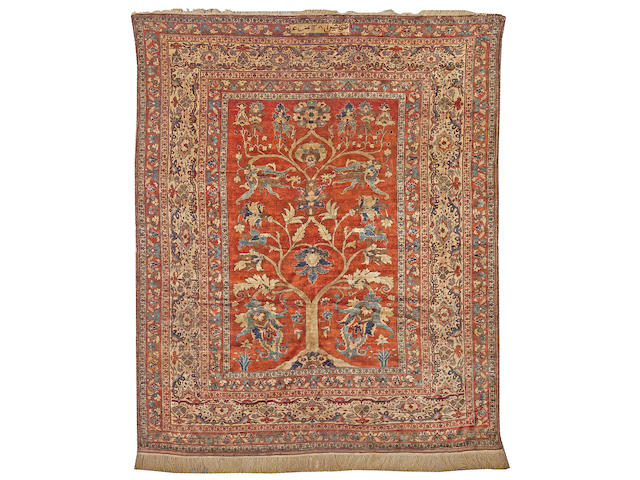 A fine Heriz silk rug Northwest Persia, size approximately 5ft. 3in. x 6ft. 6in.