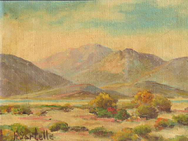 Herbert Sartelle (American, 1885-1955) Desert Landscapes and a Seascape (4) each 6 x 8in