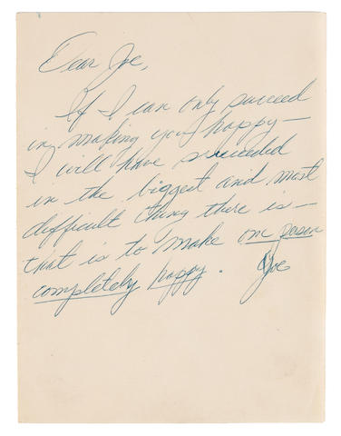 A Marilyn Monroe letter handwritten to Joe DiMaggio, probably 1962
