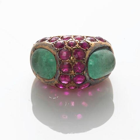An emerald and ruby ring, Chanel