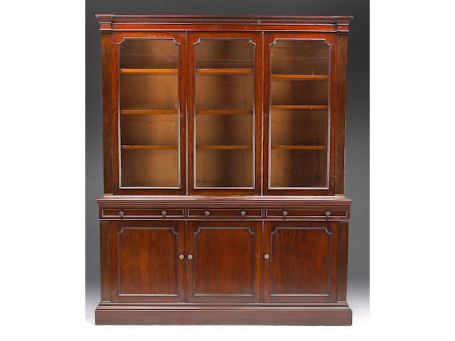 A George III style mahogany bookcase cabinet