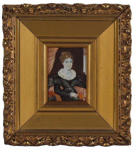 A portrait miniature on ivory of a young woman, thought to be Charlotte Mary Courtenay
