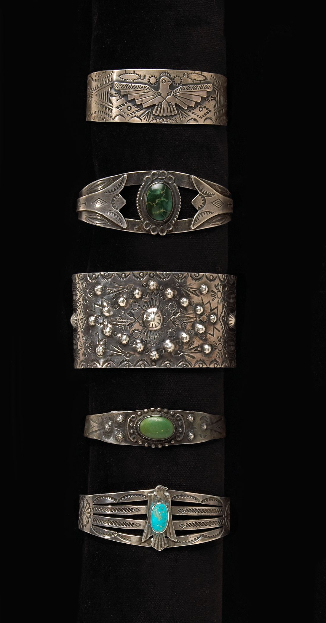 Five Navajo bracelets