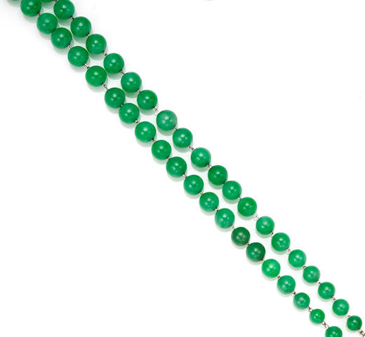 A jadeite jade, diamond and enamel bracelet