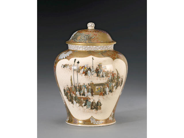 An earthenware covered jar By Yabu Meizan, ca. 1890-1905